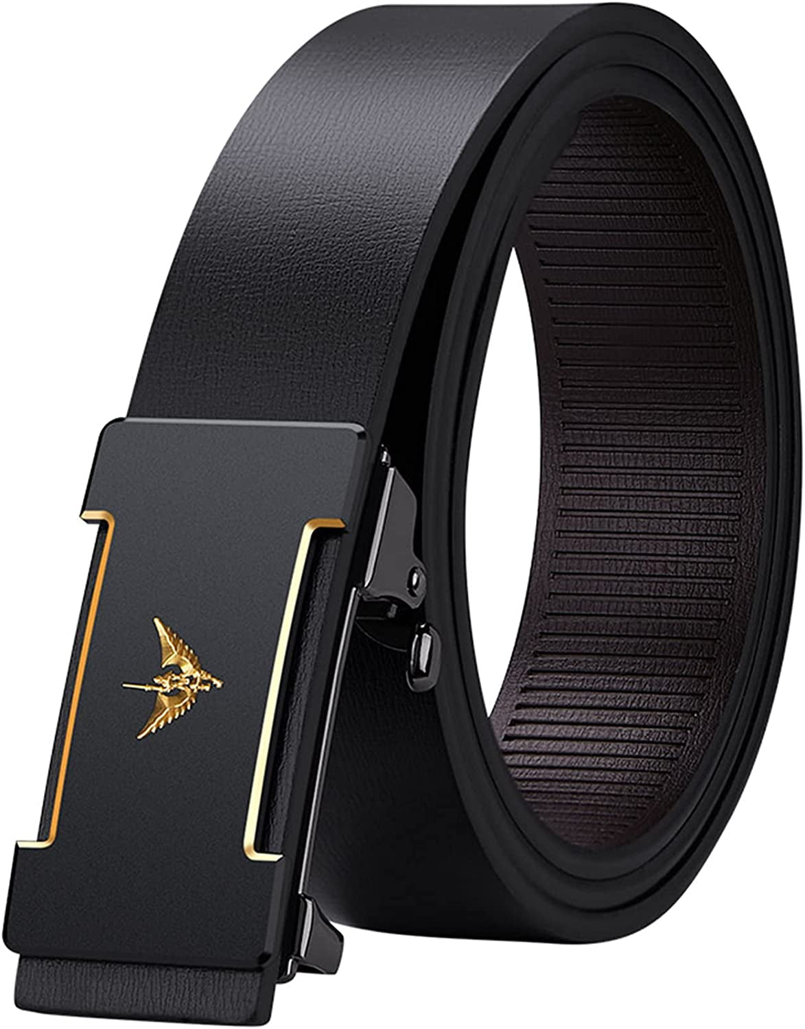 Leather Ratchet Belts for Men Automatic Buckle Casual Work Dress Belt with Gift Box