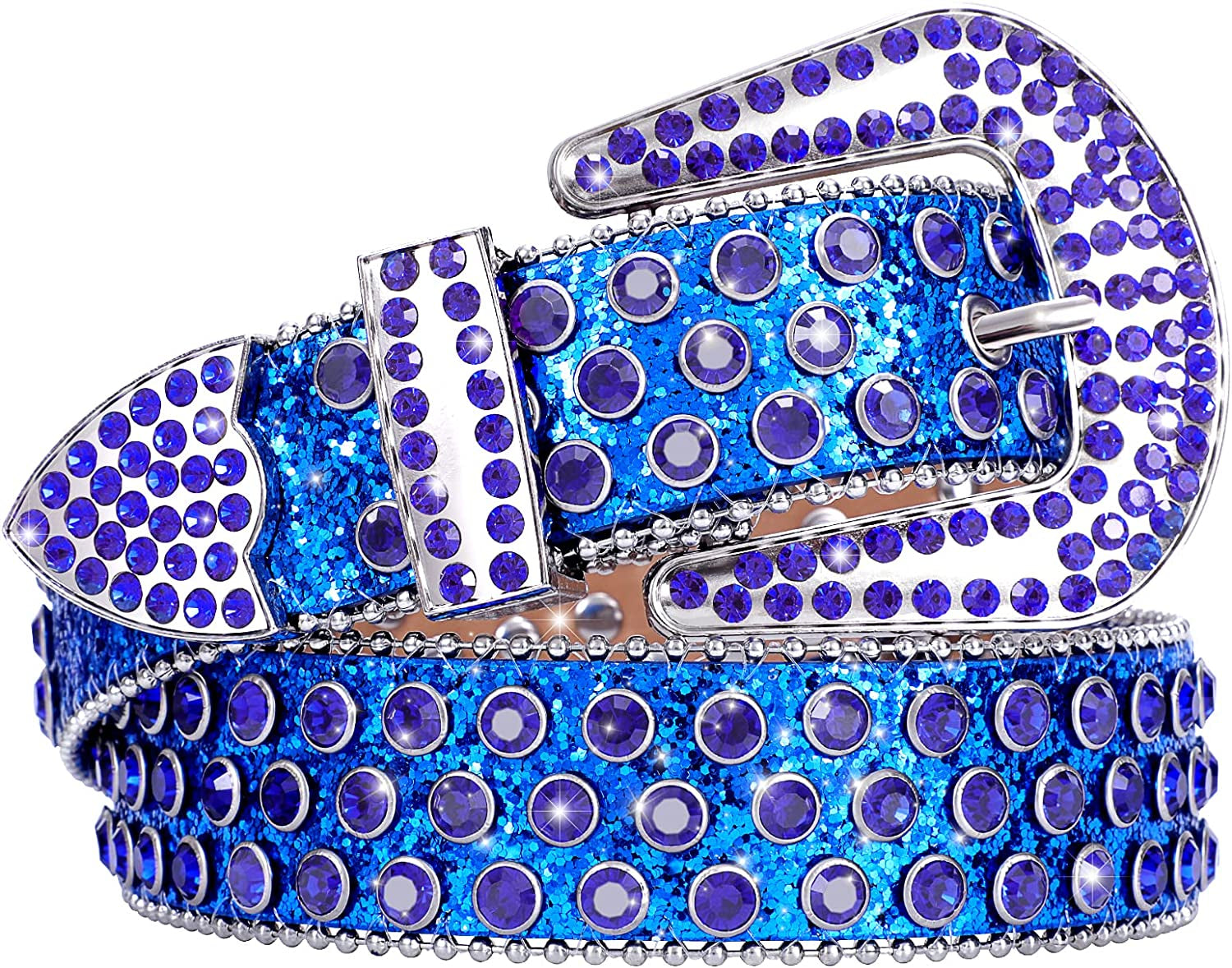 Men Women Fashion Rhinestone Belt Western Cowgirl Bling Studded Design Leather Diamond Belt for Jeans Dress